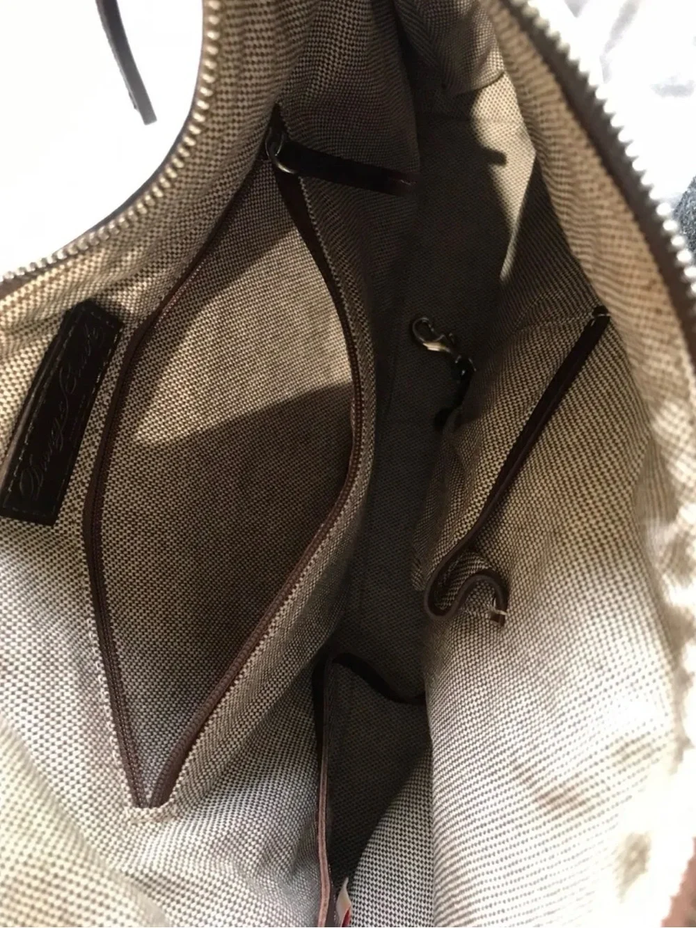 Y2K 2008 cream Dooney & Bourke leather hobo medium bag dark brown leather trim